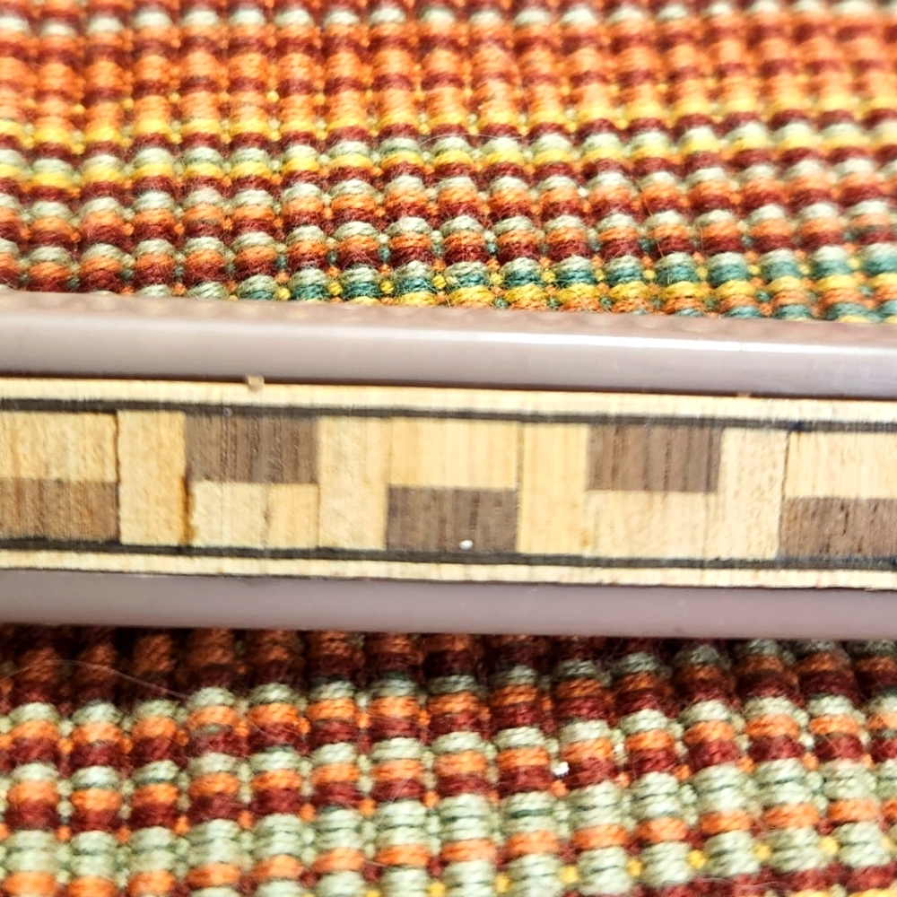 Vintage Plastic & Wood Inlay Brooch